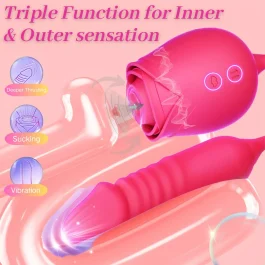 vibrador rosa 3 en 1 con lengüeta estimuladora para mujeres