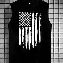 franela para hombre de algodón transpirable con estampado de bandera americana