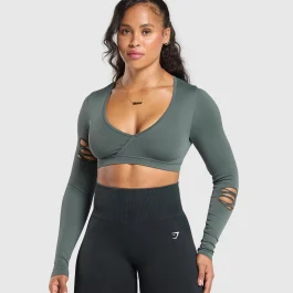 GAINS SEAMLESS DISTRESSED SUPER CROP TOP